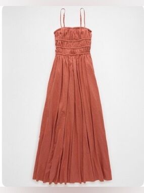 American Eagle Outfitters- Sun Chaser Knit Smocked Bodice Midi Dress